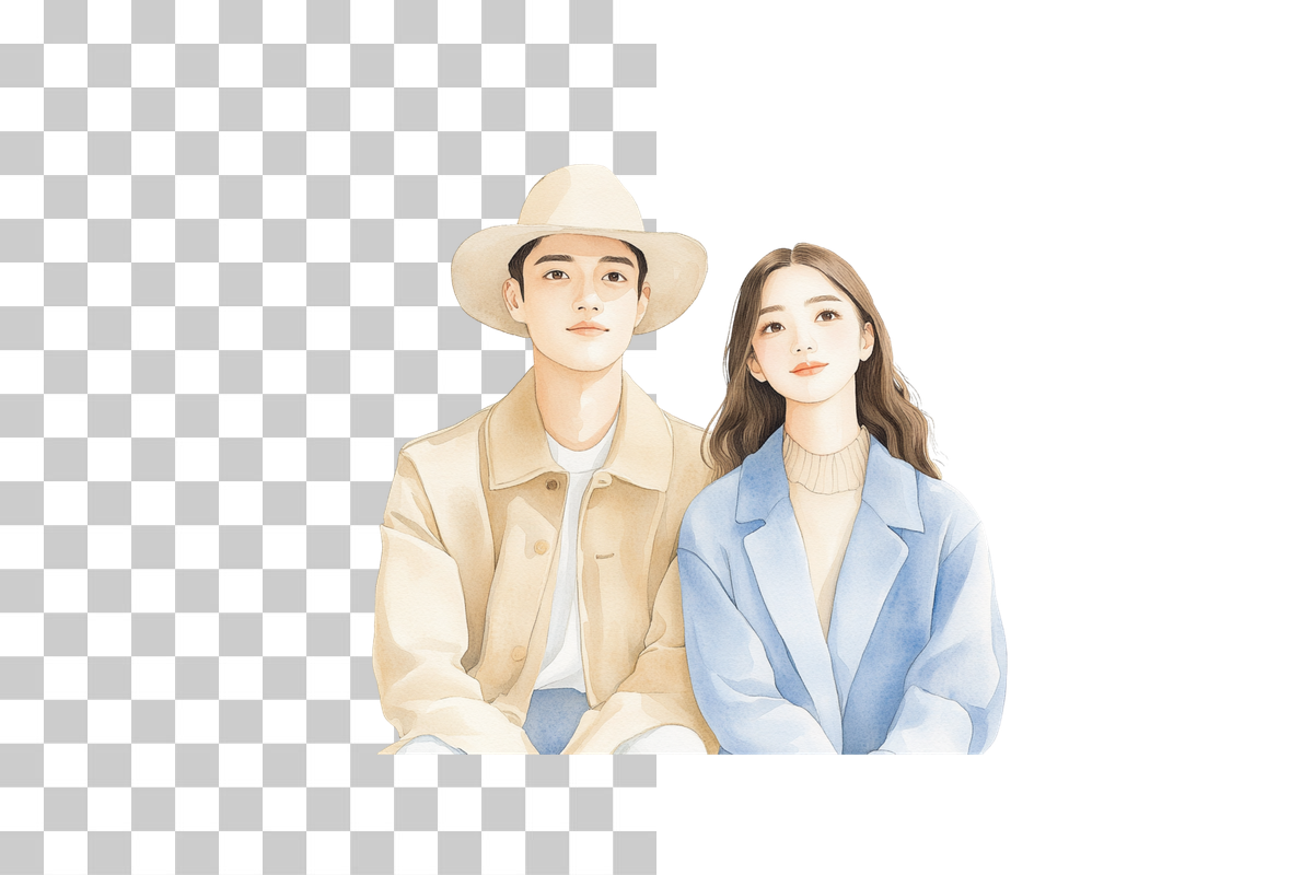 Couple Sitting on Park Bench Clipart Bundle