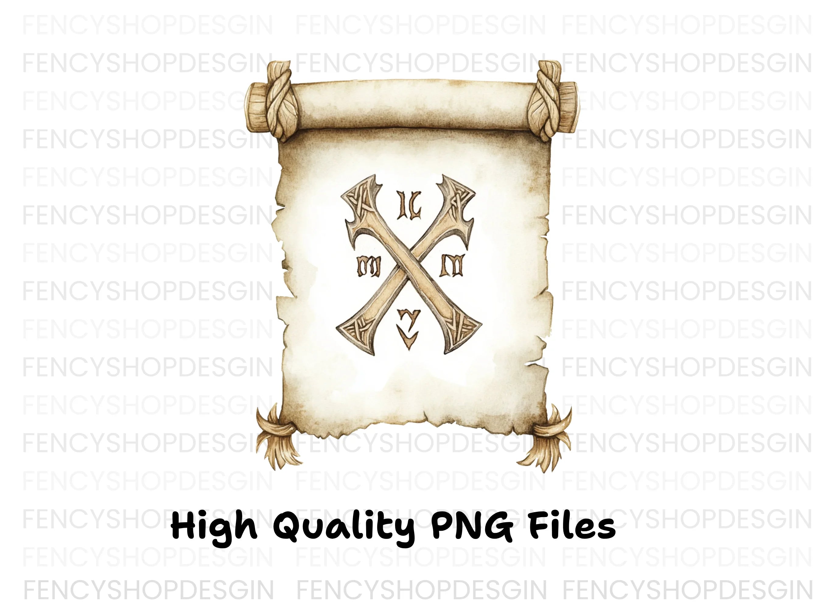 Ancient Bone Rune Scroll Clipart Bundle