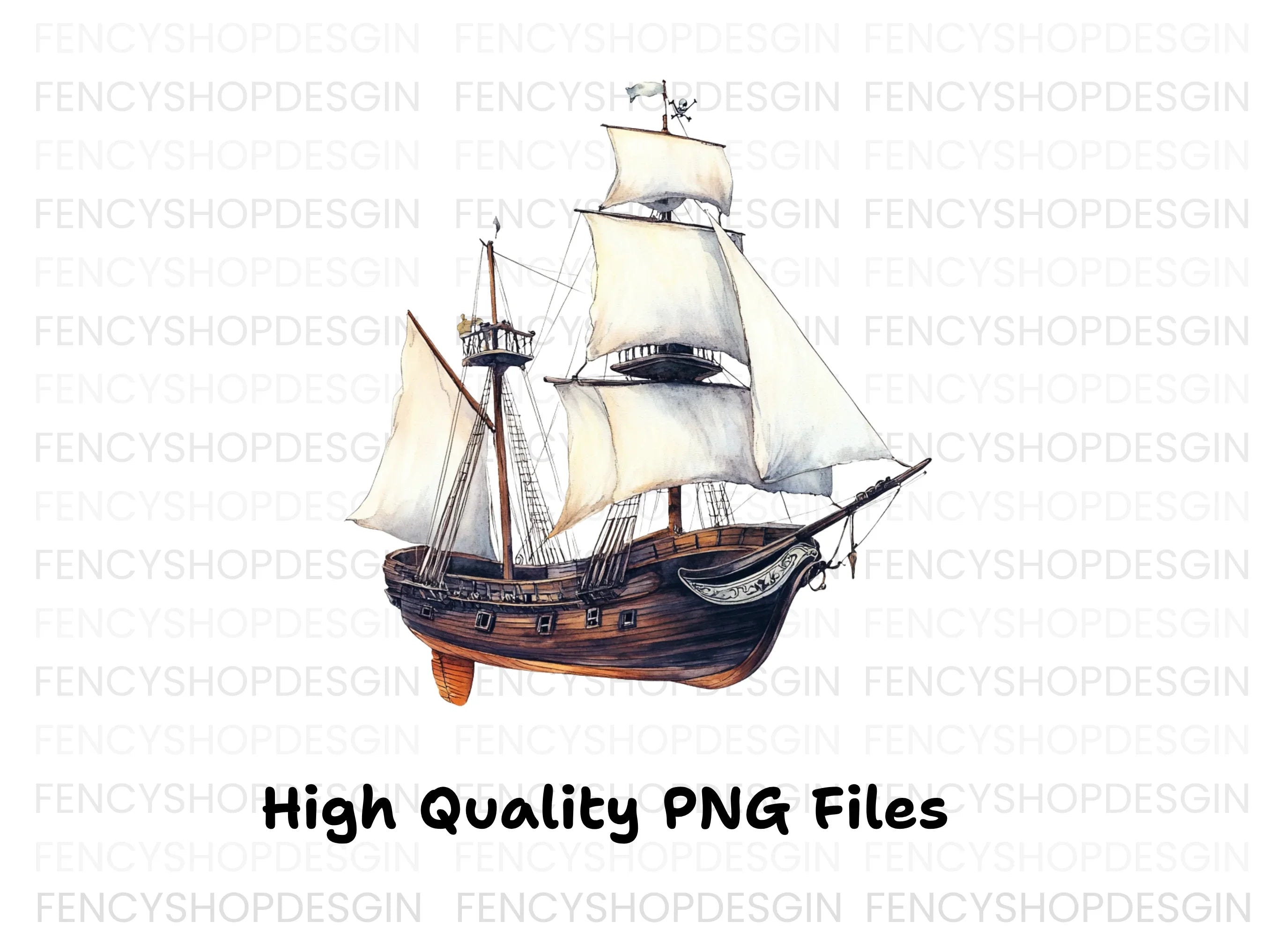 Vintage Pirate Ship Clipart Bundle