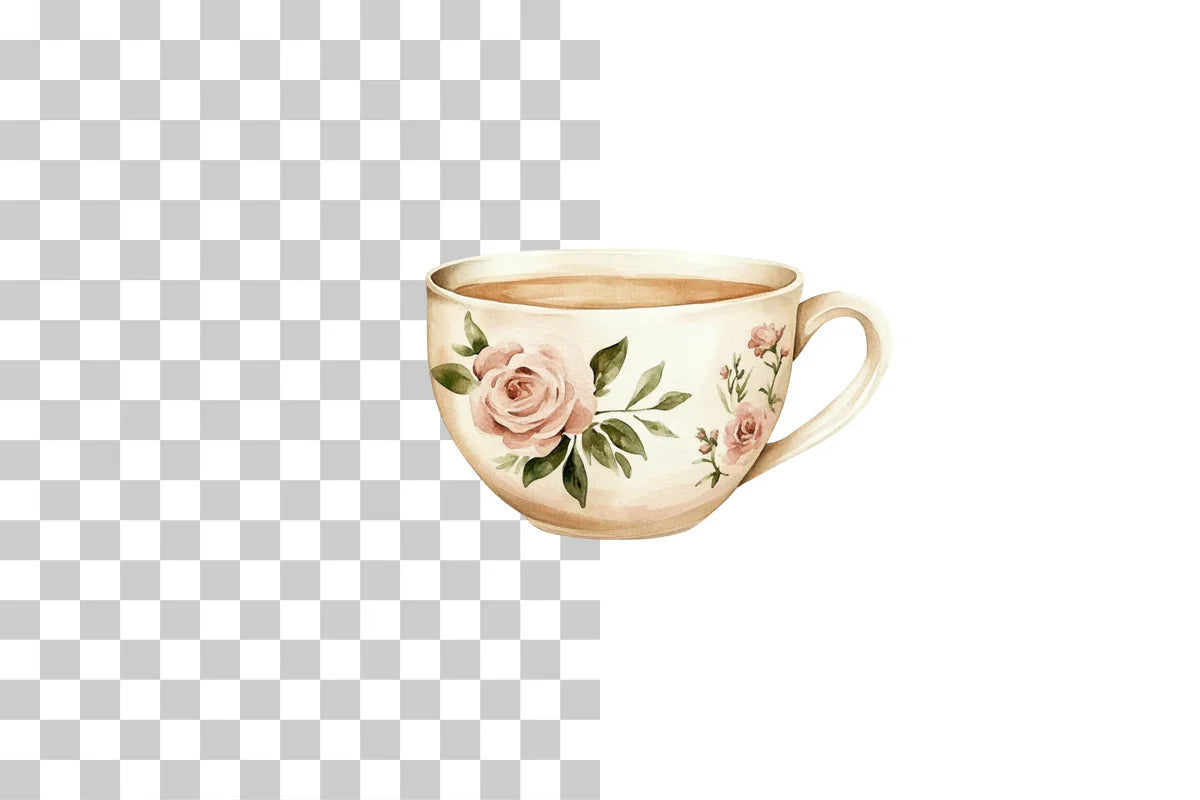 Vintage Floral Tea Cup and Saucer Clipart Bundle - CraftNest - Digital Crafting and Art