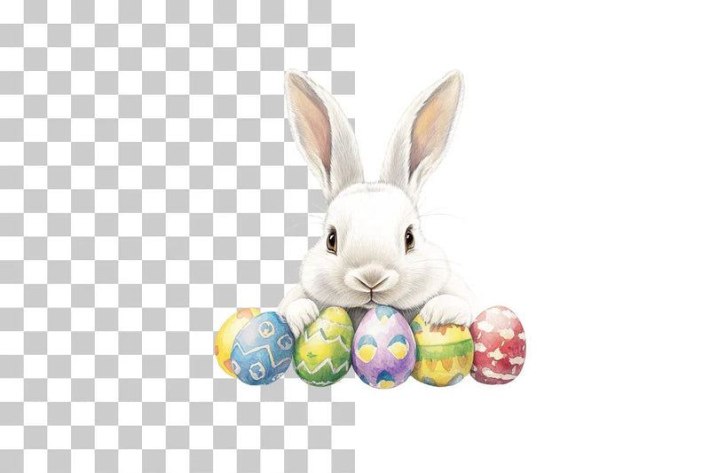 Easter Bunny with Eggs Clipart Bundle - CraftNest - Digital Crafting and Art