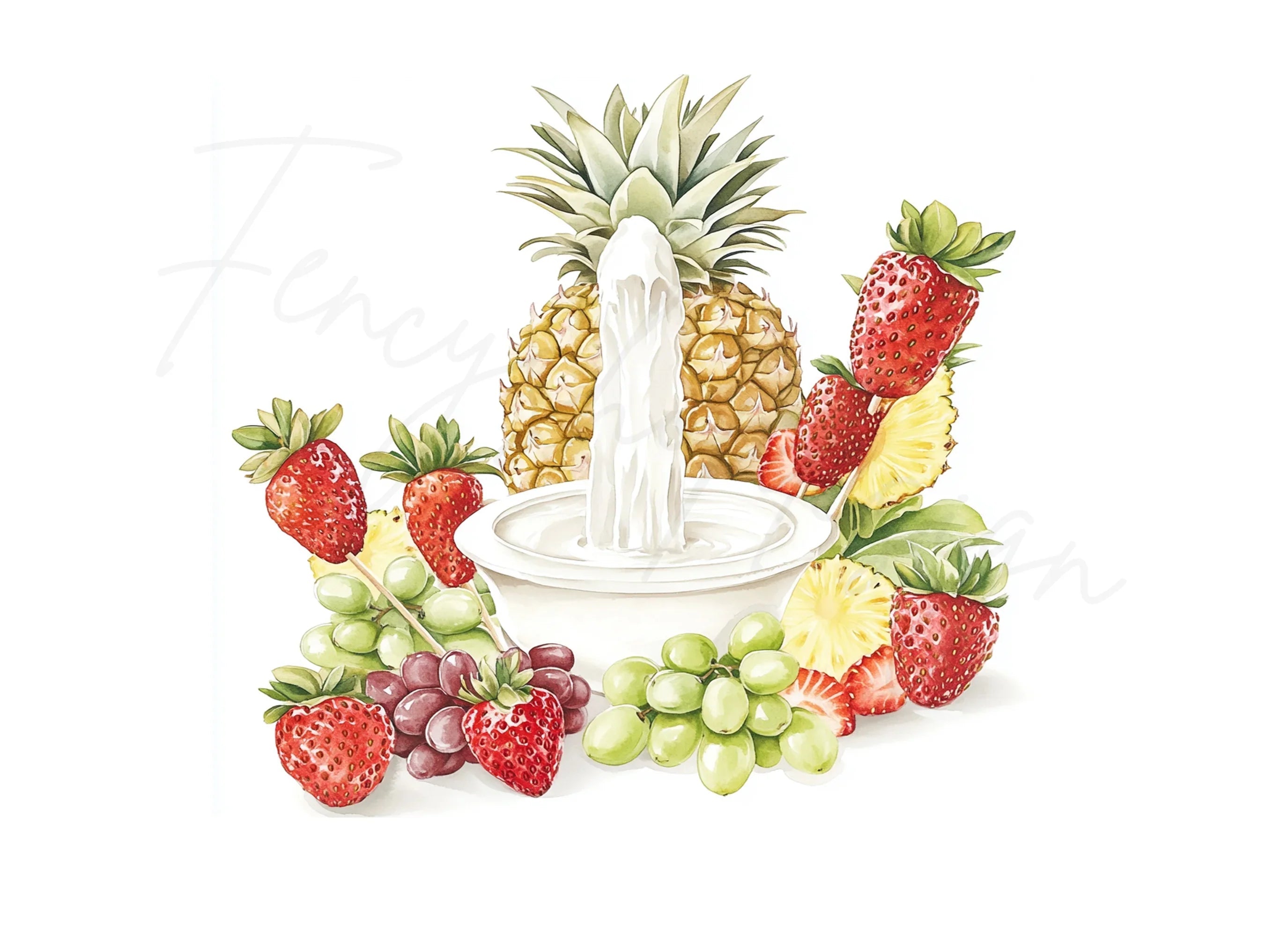 Fresh Fruit Fondue Clipart Bundle