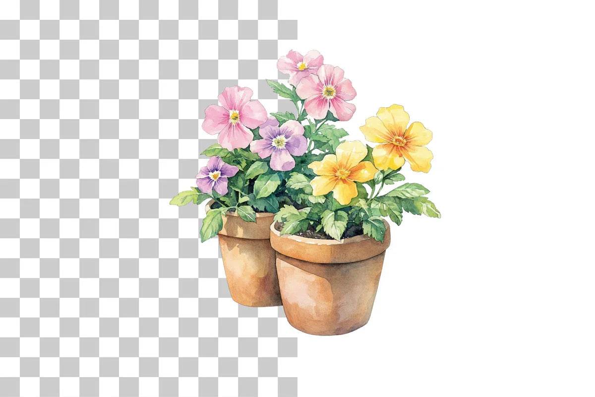 Potted Wildflowers in Terracotta Pots Clipart Bundle - CraftNest - Digital Crafting and Art