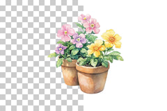 Potted Wildflowers in Terracotta Pots Clipart Bundle - CraftNest - Digital Crafting and Art