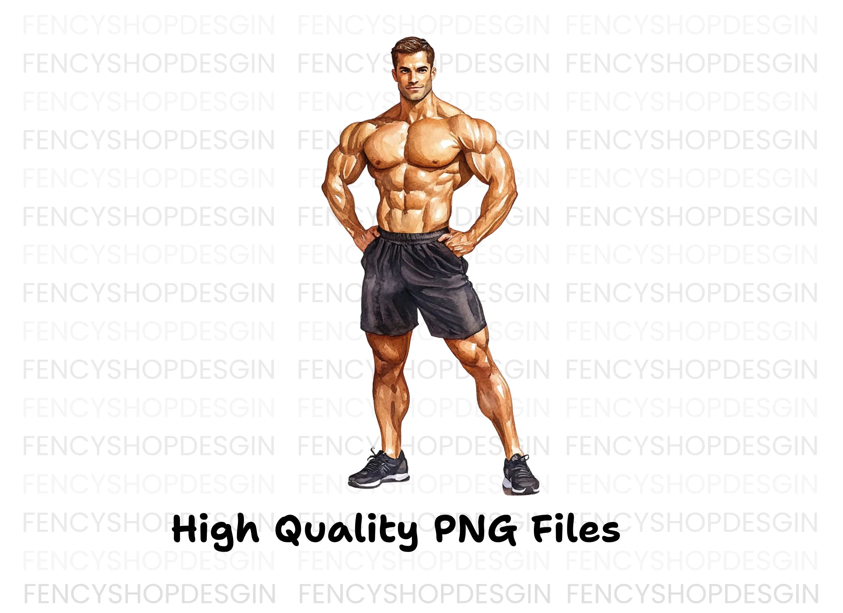 Muscular Men Fitness Clipart Bundle