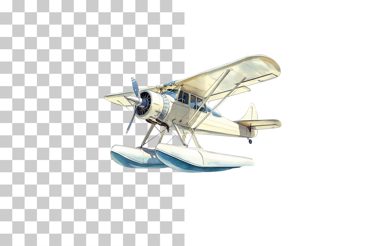Vintage Seaplane Aircraft Clipart Bundle