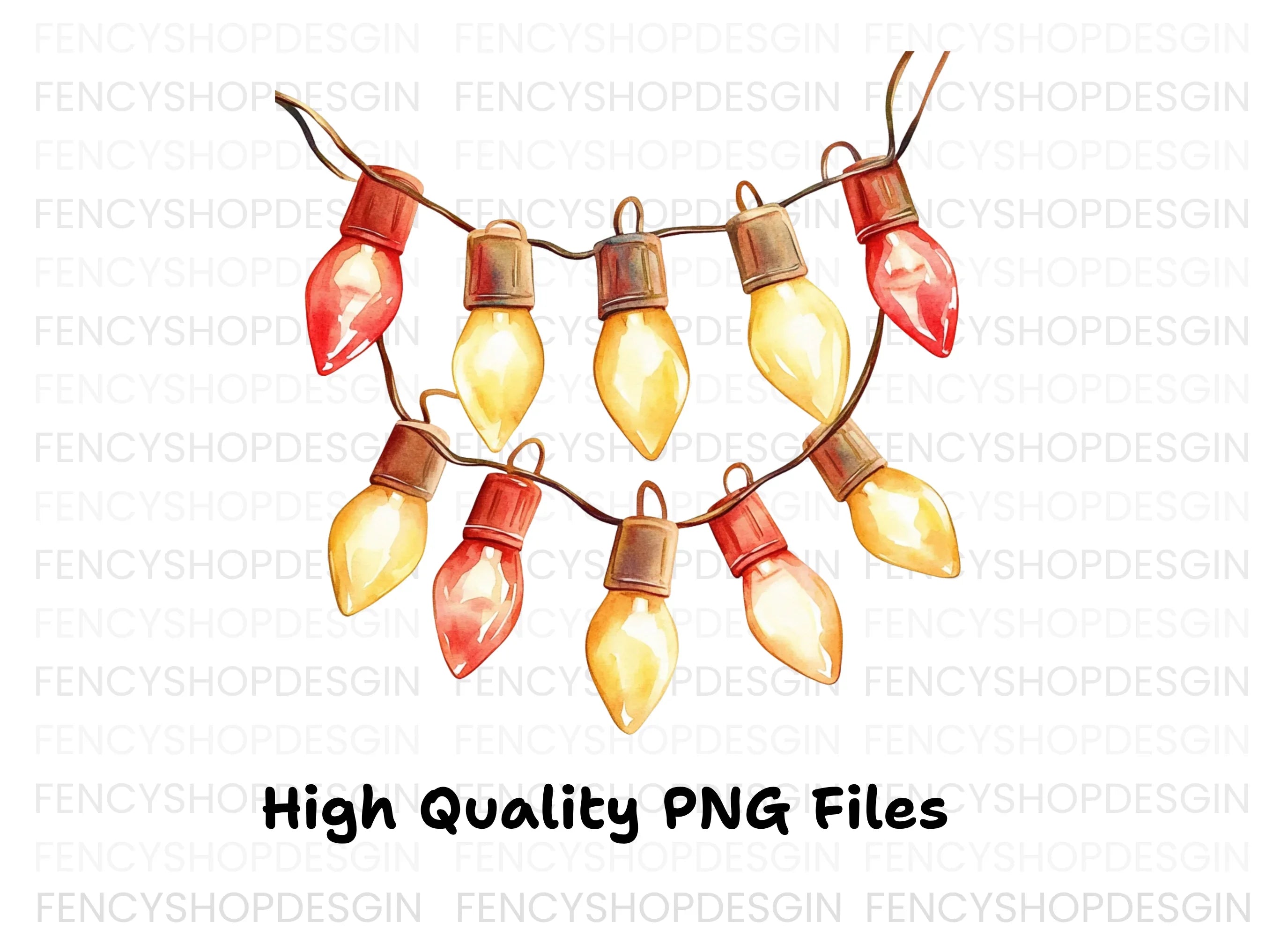 Warm Glow String Lights Clipart Bundle