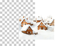 Winter Village Snowy Town Clipart Bundle - CraftNest - Digital Crafting and Art