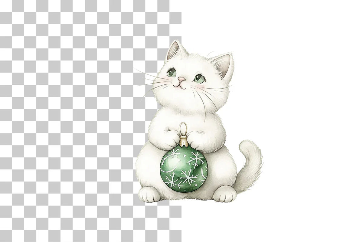 Christmas Cat with Bauble Clipart Bundle - CraftNest - Digital Crafting and Art