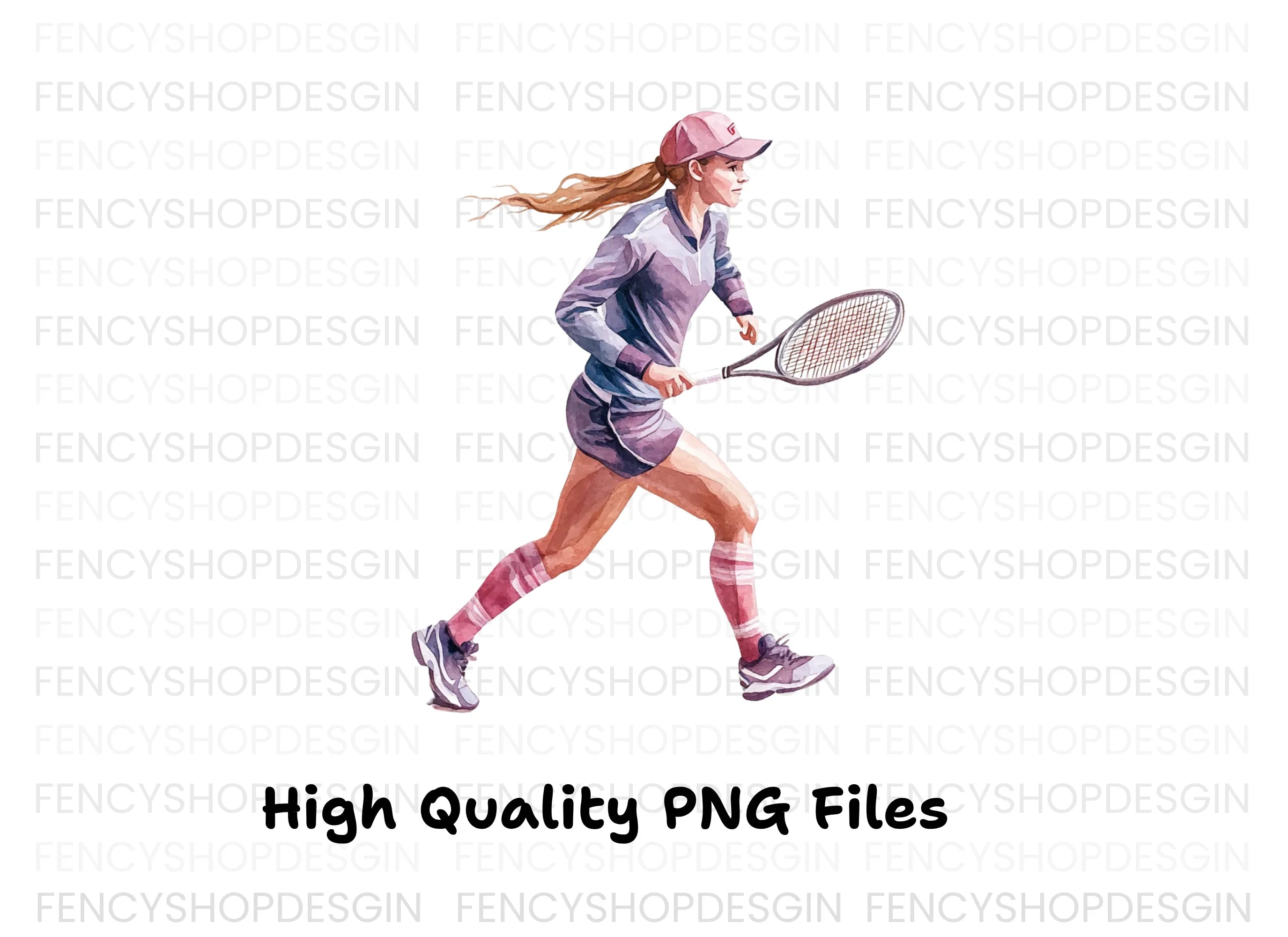 Dynamic Female Tennis Player Clipart Bundle