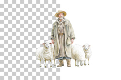 Shepherd and Sheep Pastoral Scene Clipart Bundle - CraftNest - Digital Crafting and Art