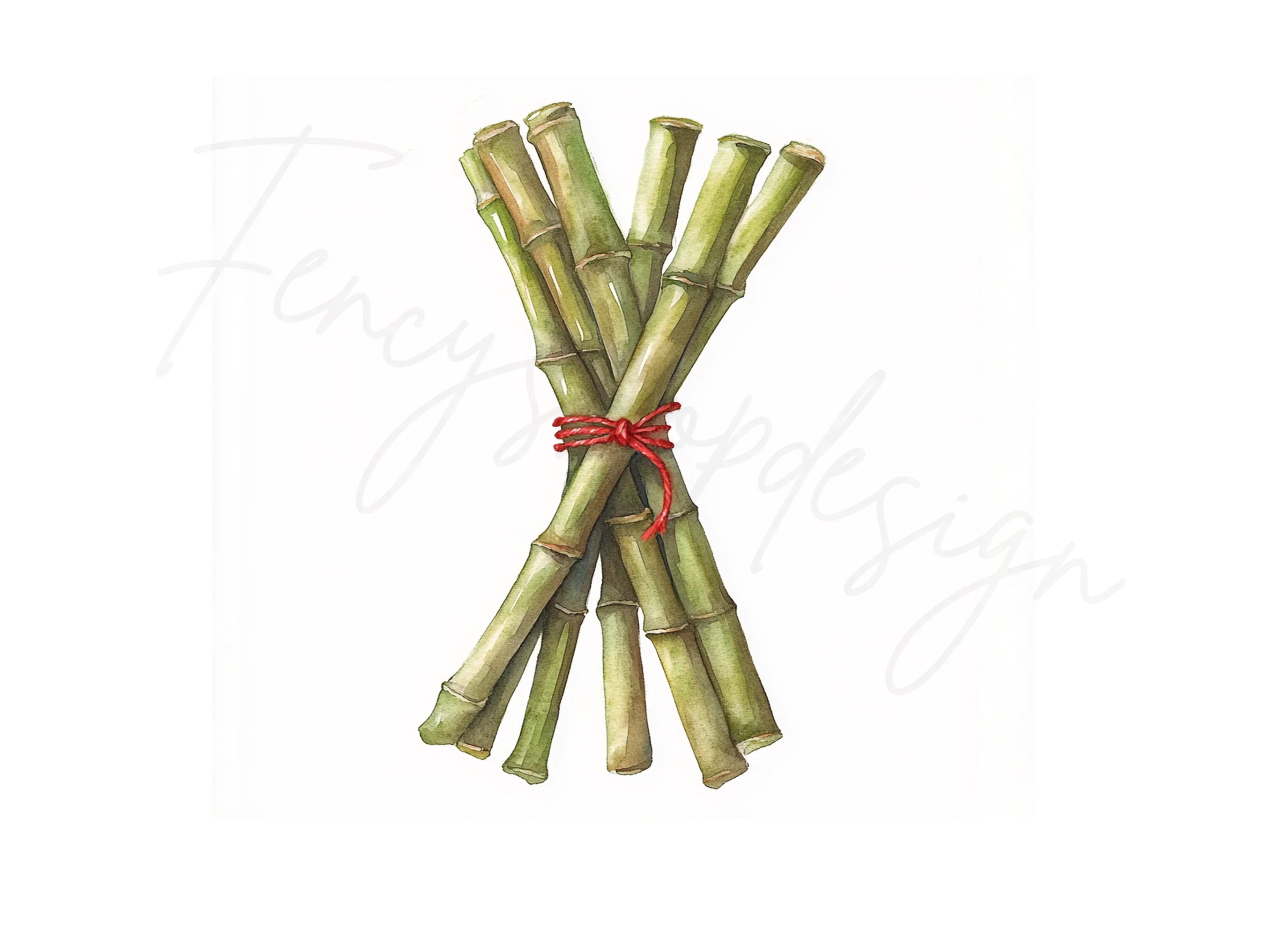 Bamboo Sticks with Red String Clipart Bundle