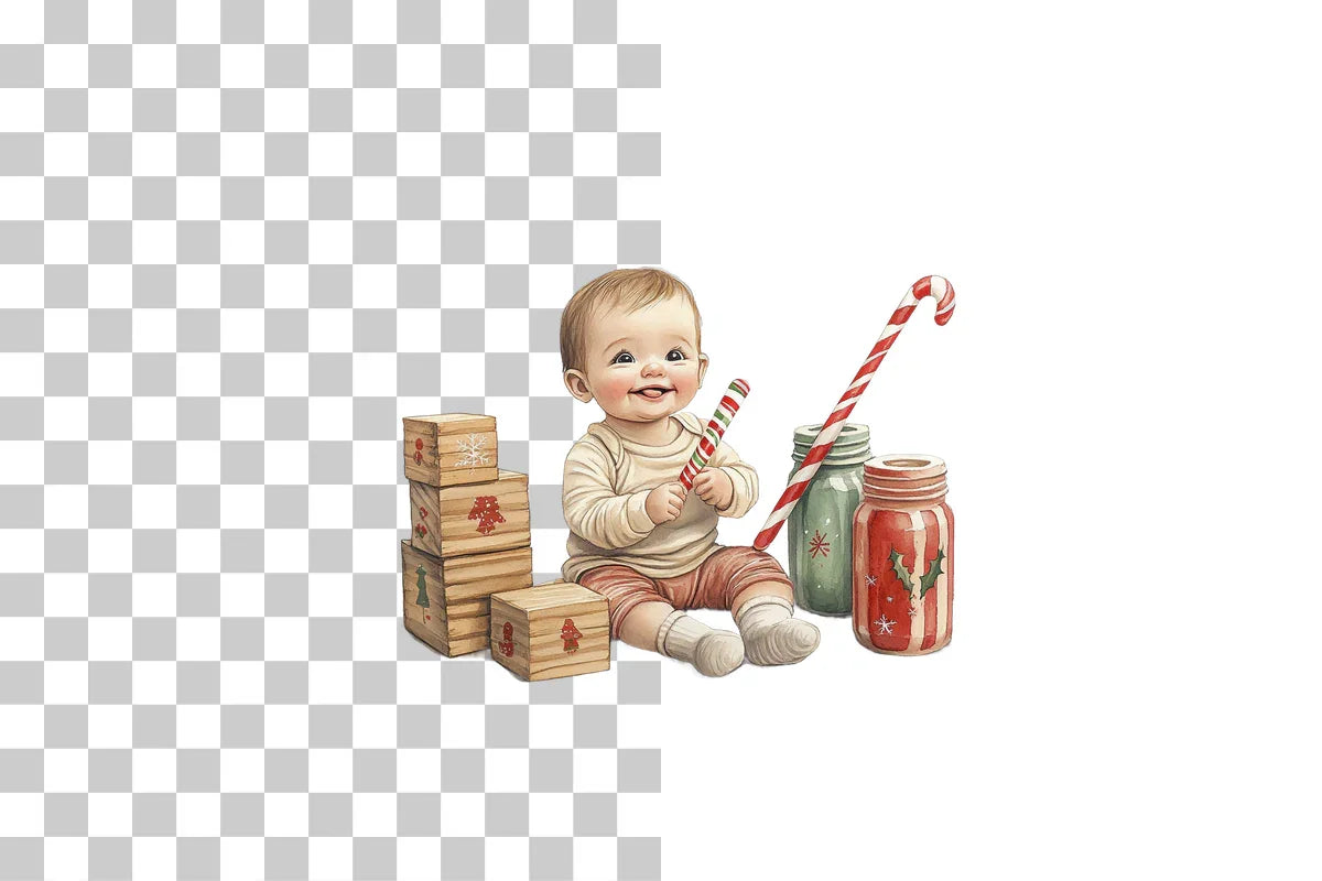 Cute Christmas Babies and Elves Clipart Bundle - CraftNest - Digital Crafting and Art