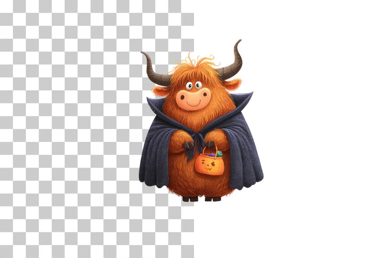 Cute Highland Cow Halloween Clipart Bundle - CraftNest - Digital Crafting and Art