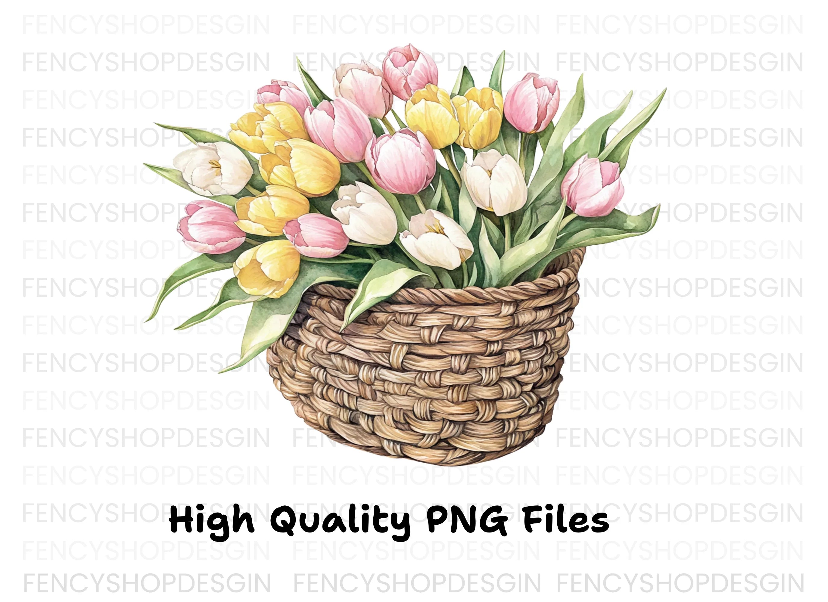 Charming Tulip Basket Clipart Bundle