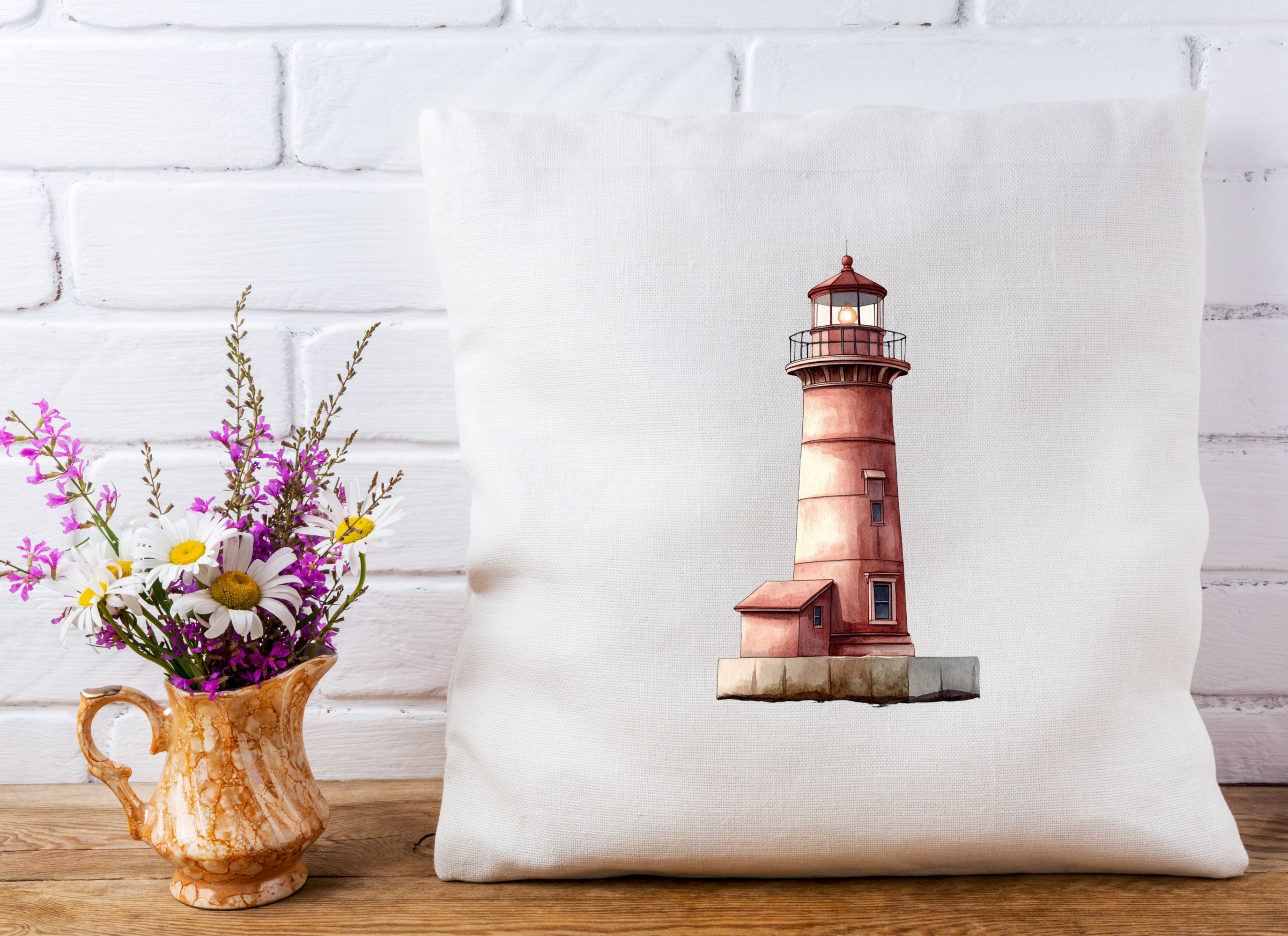 Red Coastal Lighthouse Clipart Bundle