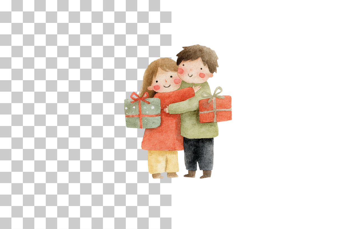 Christmas Kids Hugging Clipart Bundle