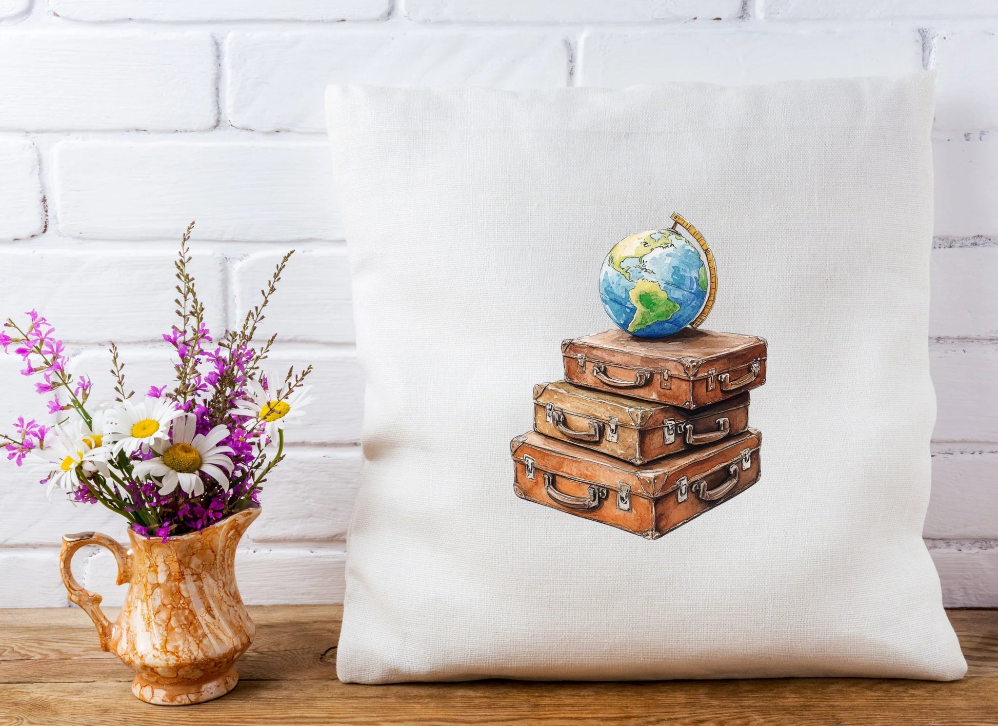 Vintage Travel Suitcases with Globe Clipart Bundle - CraftNest - Digital Crafting and Art