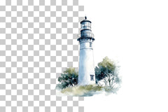 Lighthouse with Coastal Tree Frame Clipart Bundle - CraftNest - Digital Crafting and Art
