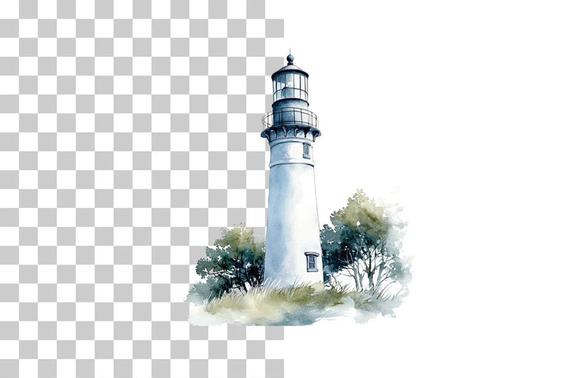 Lighthouse with Coastal Tree Frame Clipart Bundle - CraftNest - Digital Crafting and Art