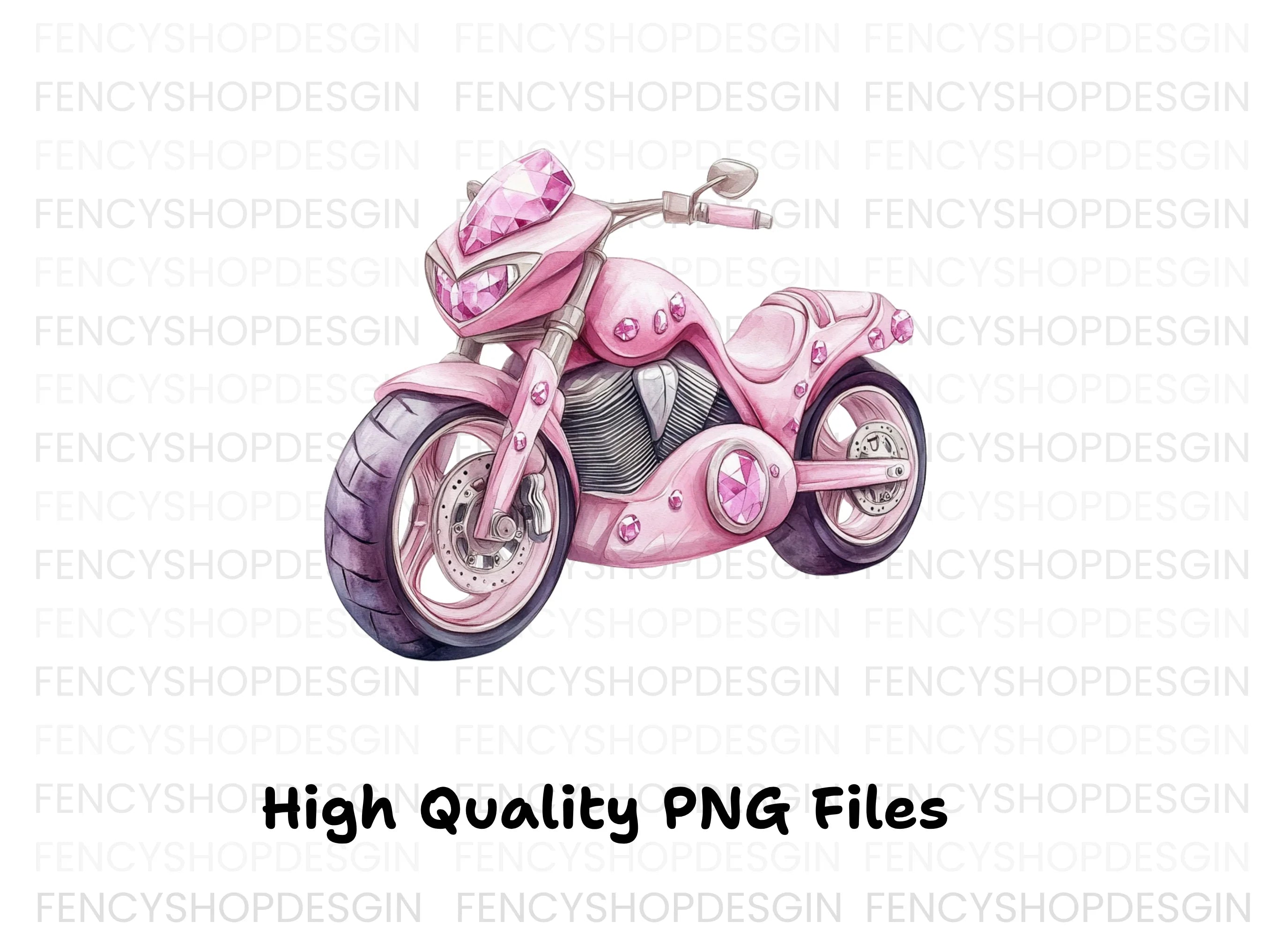 Diamond Pink Motorcycle Clipart Bundle