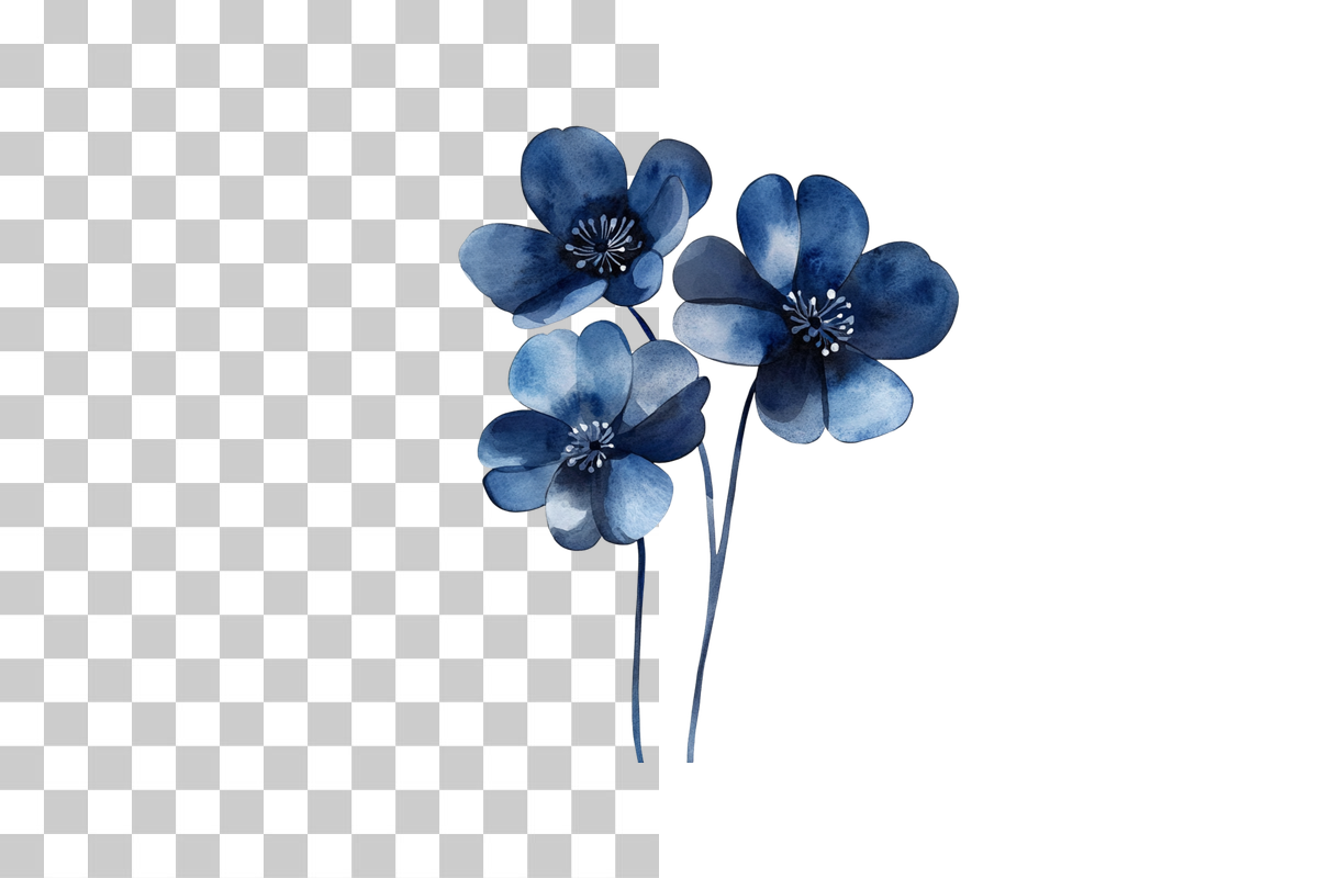 Blue Abstract Floral Art Clipart Bundle