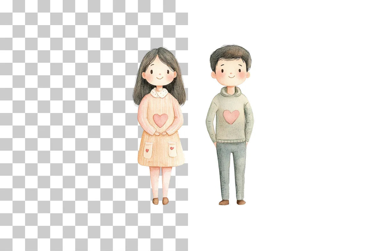 Romantic Comic Style Characters Clipart Bundle - CraftNest - Digital Crafting and Art