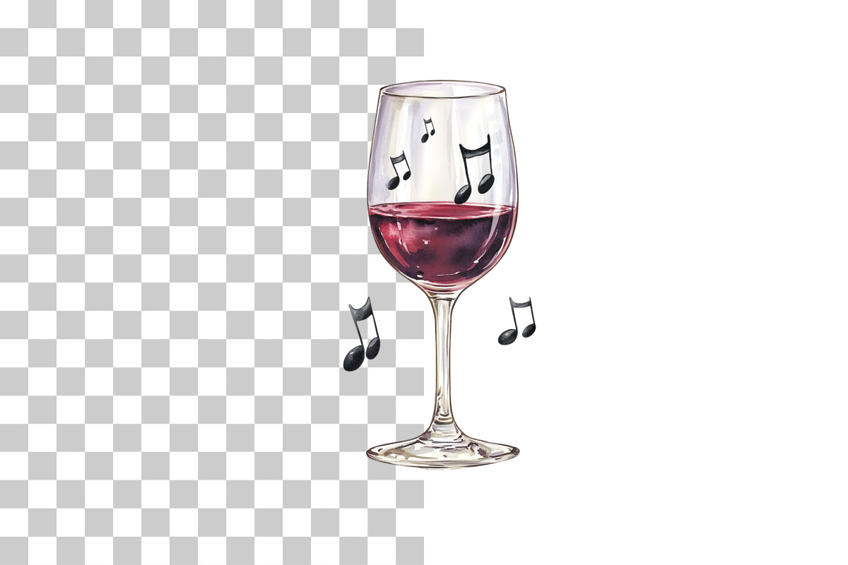 Wine Glass Music Notes Clipart Bundle