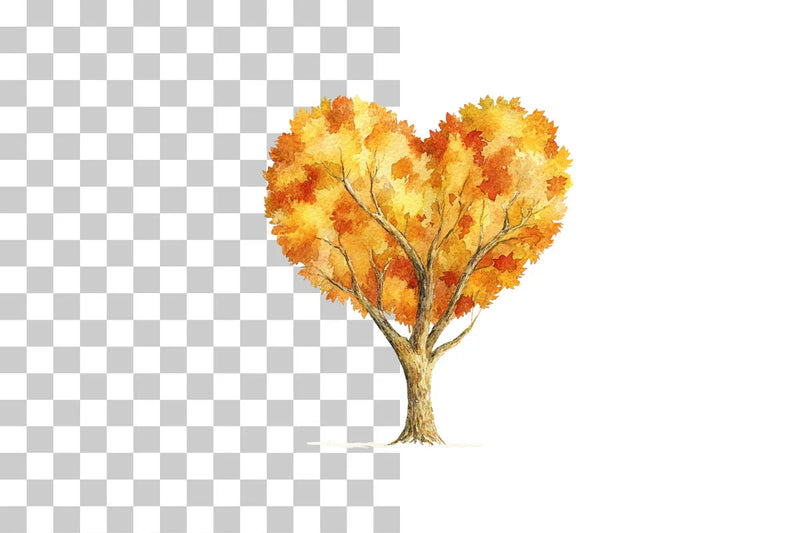 Heart Shaped Autumn Tree Clipart Bundle - CraftNest - Digital Crafting and Art