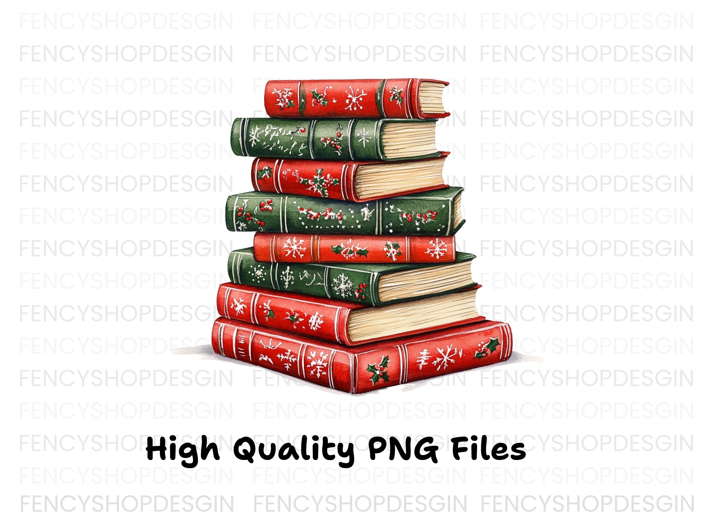 Christmas Holiday Books Stack Clipart Bundle