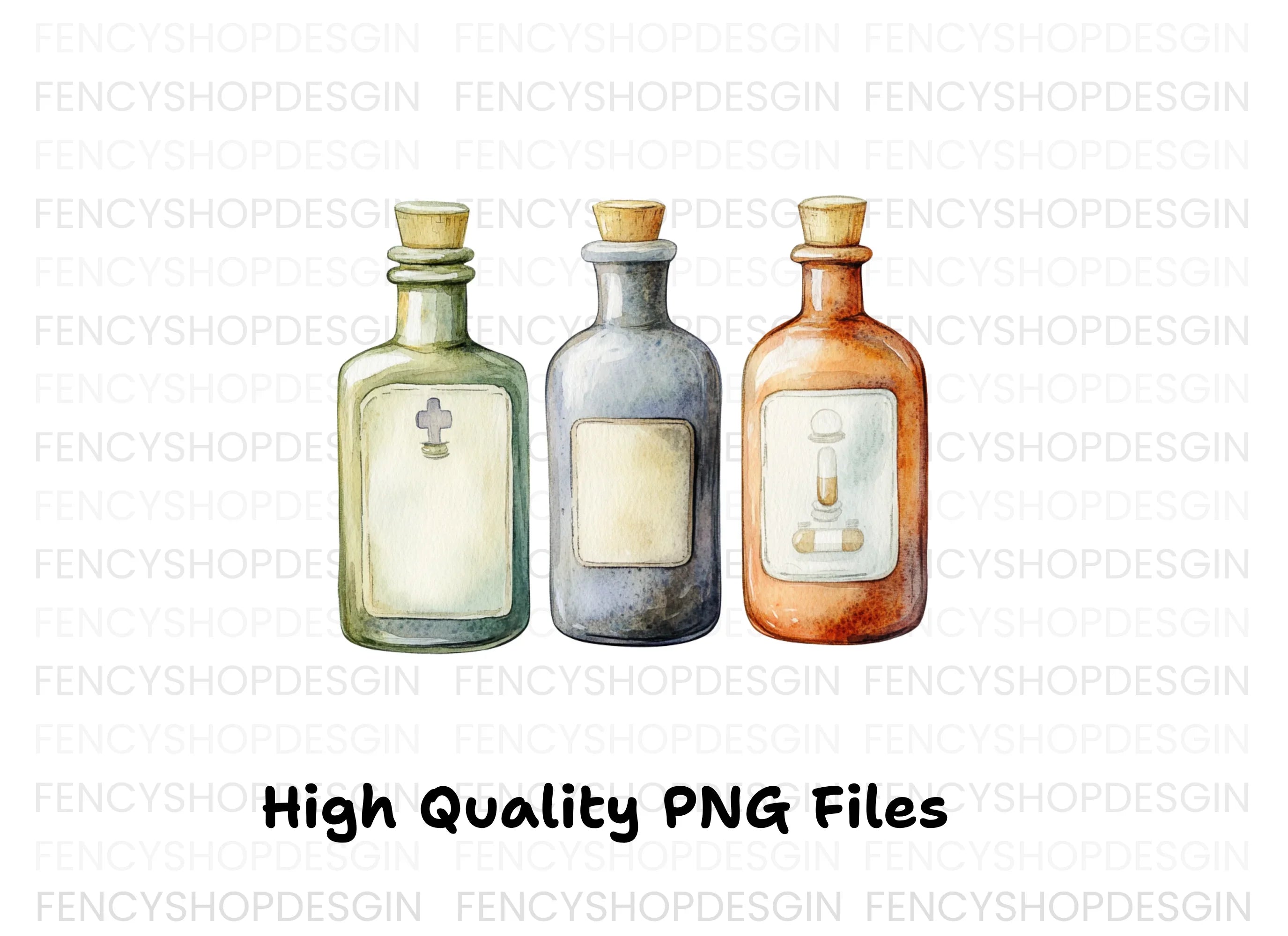 Vintage Potion Bottles Clipart Bundle