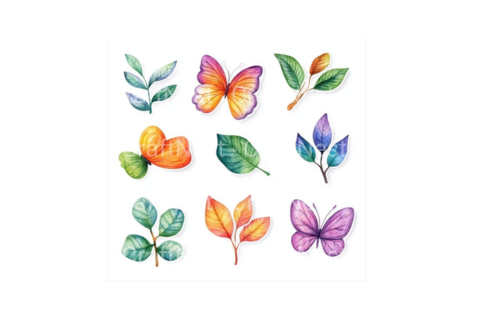 Botanical Stickers Clipart Bundle