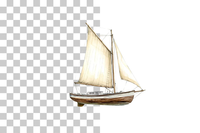 Vintage Sailboat Nautical Scene Clipart Bundle - CraftNest - Digital Crafting and Art