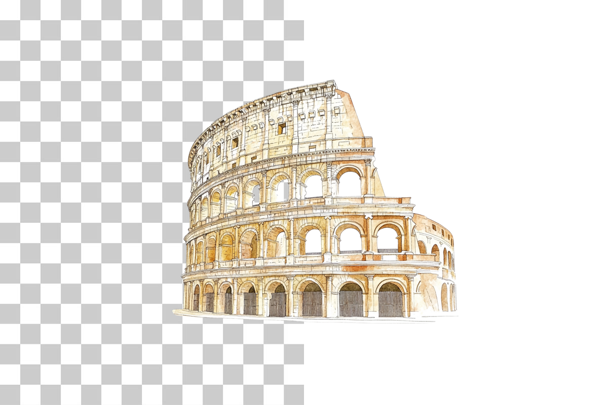 Roman Colosseum Landmark Clipart Bundle