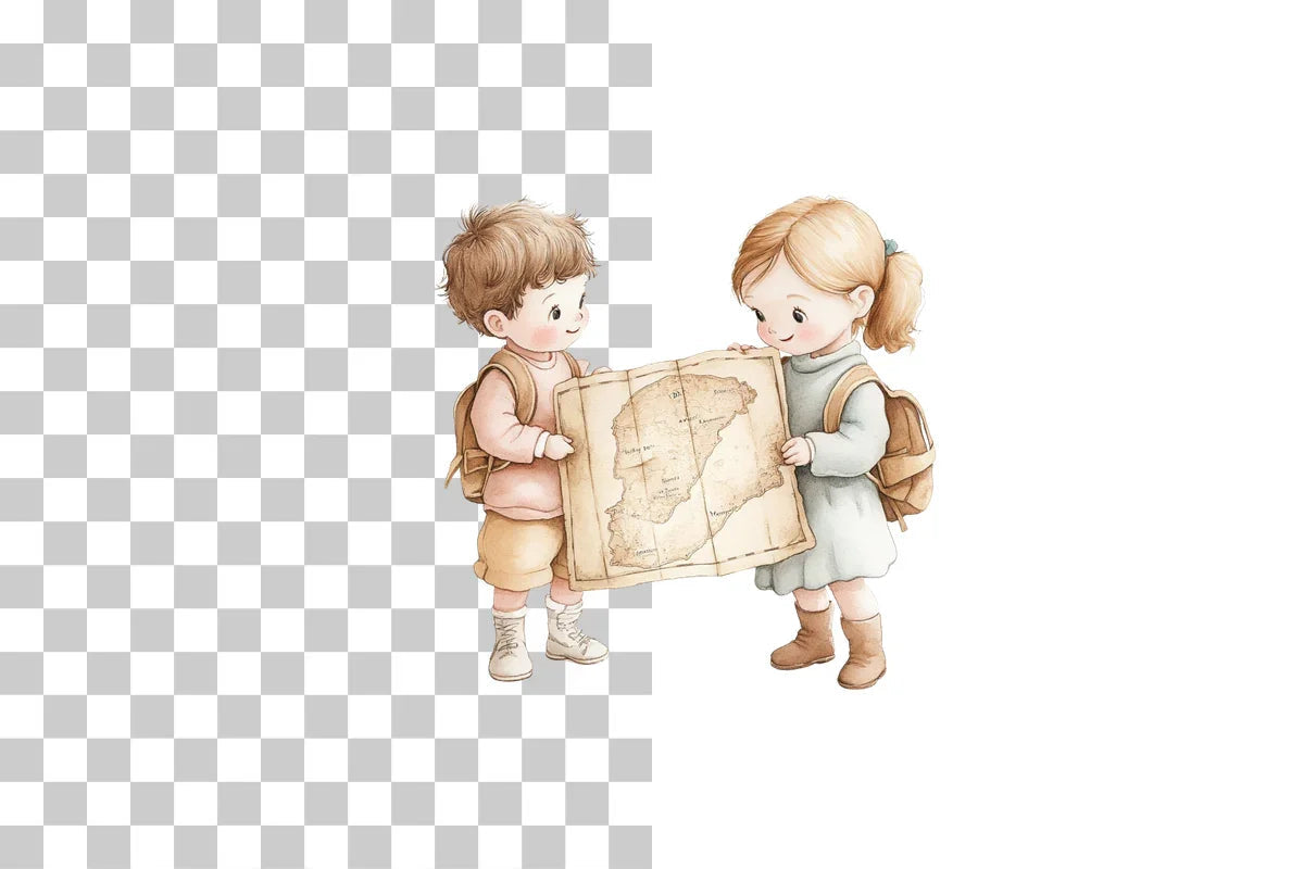 Adventure Kids with Map Clipart Bundle - CraftNest - Digital Crafting and Art