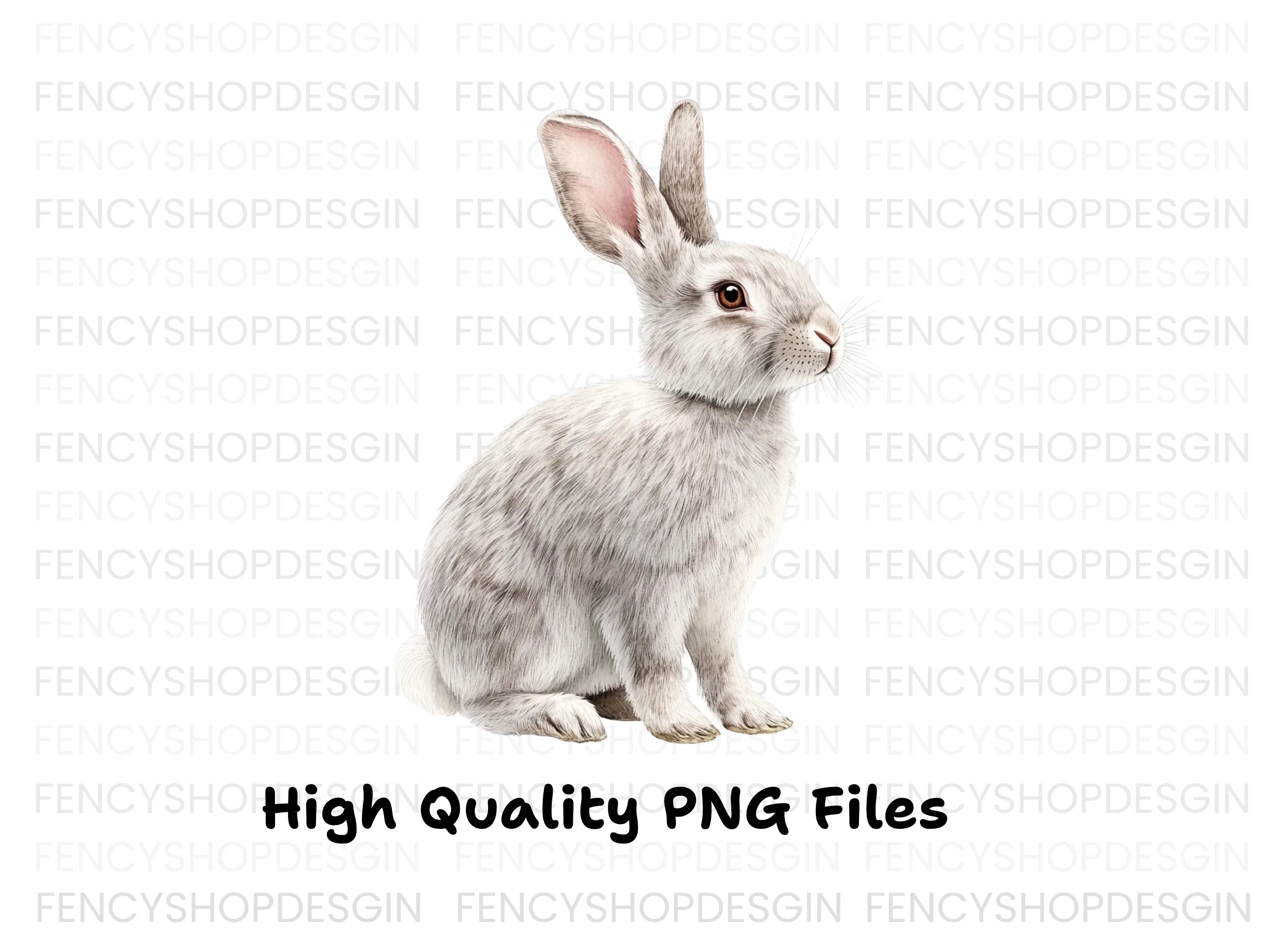 Adorable Grey Rabbit Clipart Bundle
