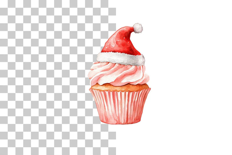 Holiday Cupcake Santa Hat Clipart Bundle - CraftNest - Digital Crafting and Art