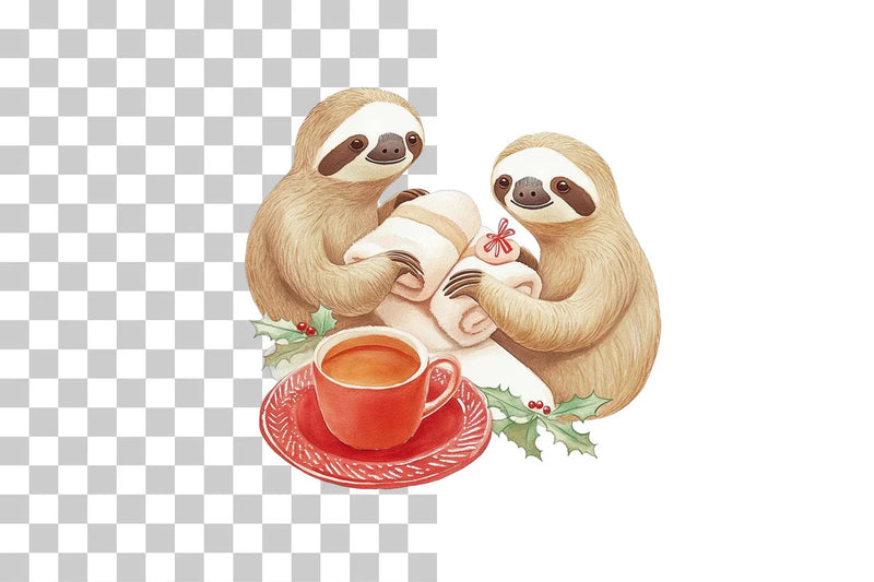 Christmas Sloth Spa Day Clipart Bundle - CraftNest - Digital Crafting and Art