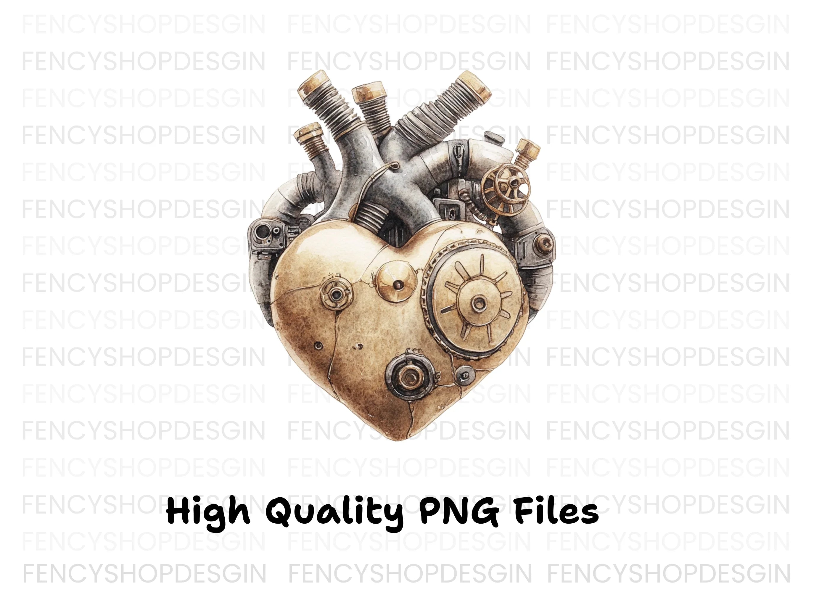 Rustic Steampunk Heart Clipart Bundle