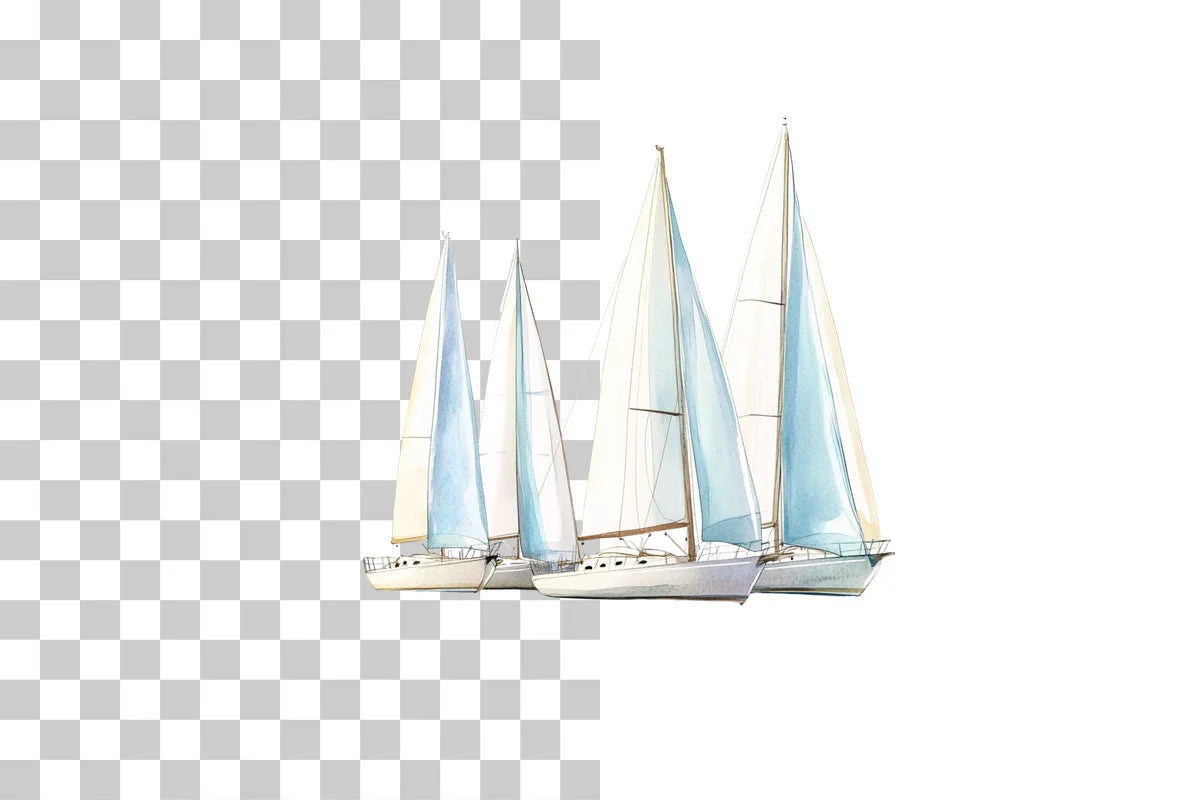 Sailboat Regatta Nautical Scene Clipart Bundle - CraftNest - Digital Crafting and Art