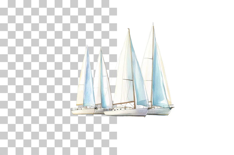 Sailboat Regatta Nautical Scene Clipart Bundle - CraftNest - Digital Crafting and Art