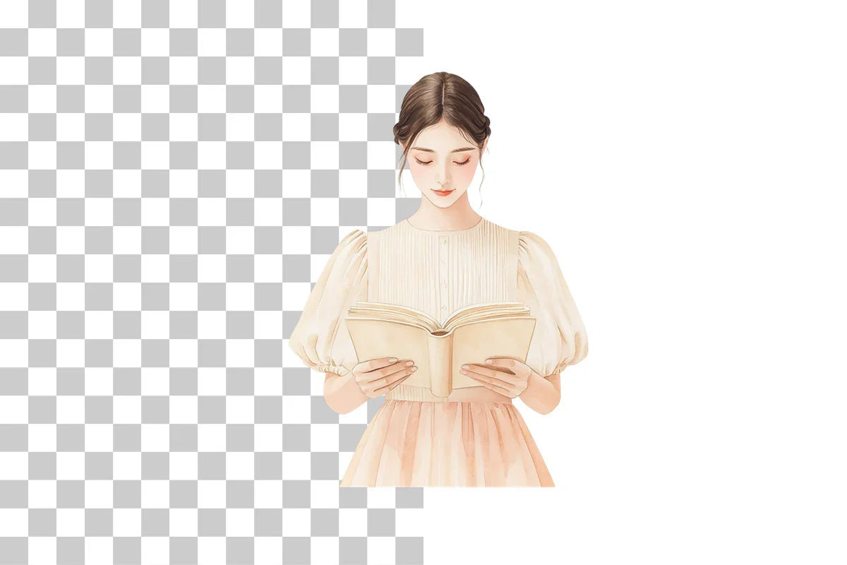 Charming Woman Reading Clipart Bundle - CraftNest - Digital Crafting and Art