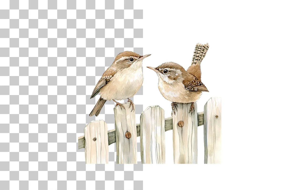 Wren Birds on Fence Clipart Bundle - CraftNest - Digital Crafting and Art