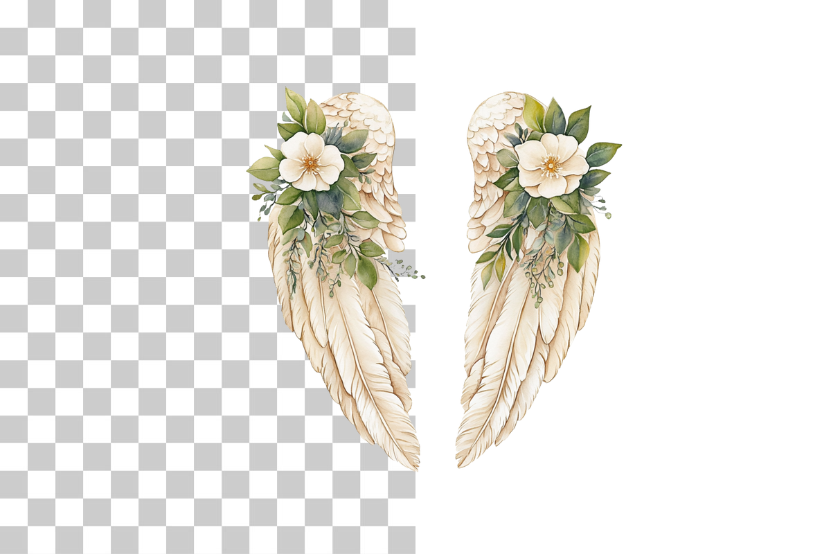 Floral Angel Wings Clipart Bundle