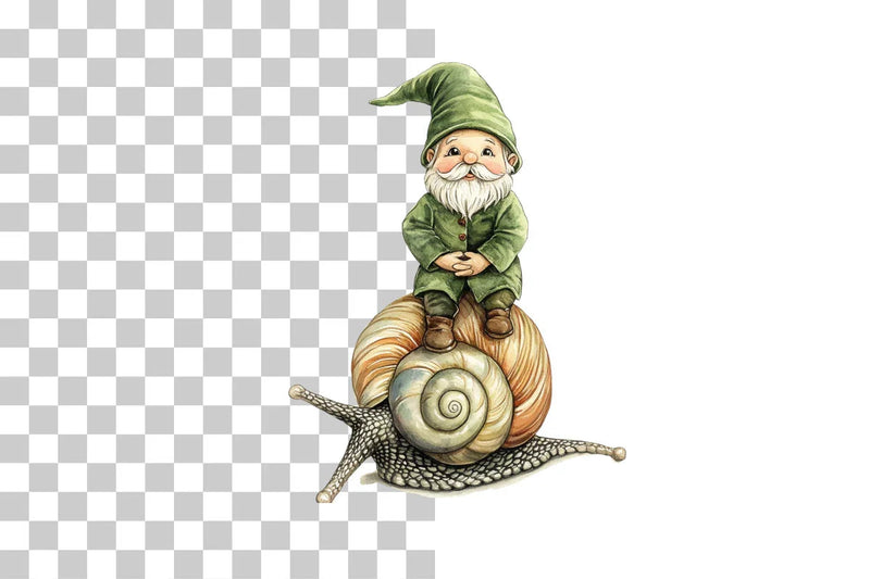 Gnome Riding Snail Clipart Bundle - CraftNest - Digital Crafting and Art