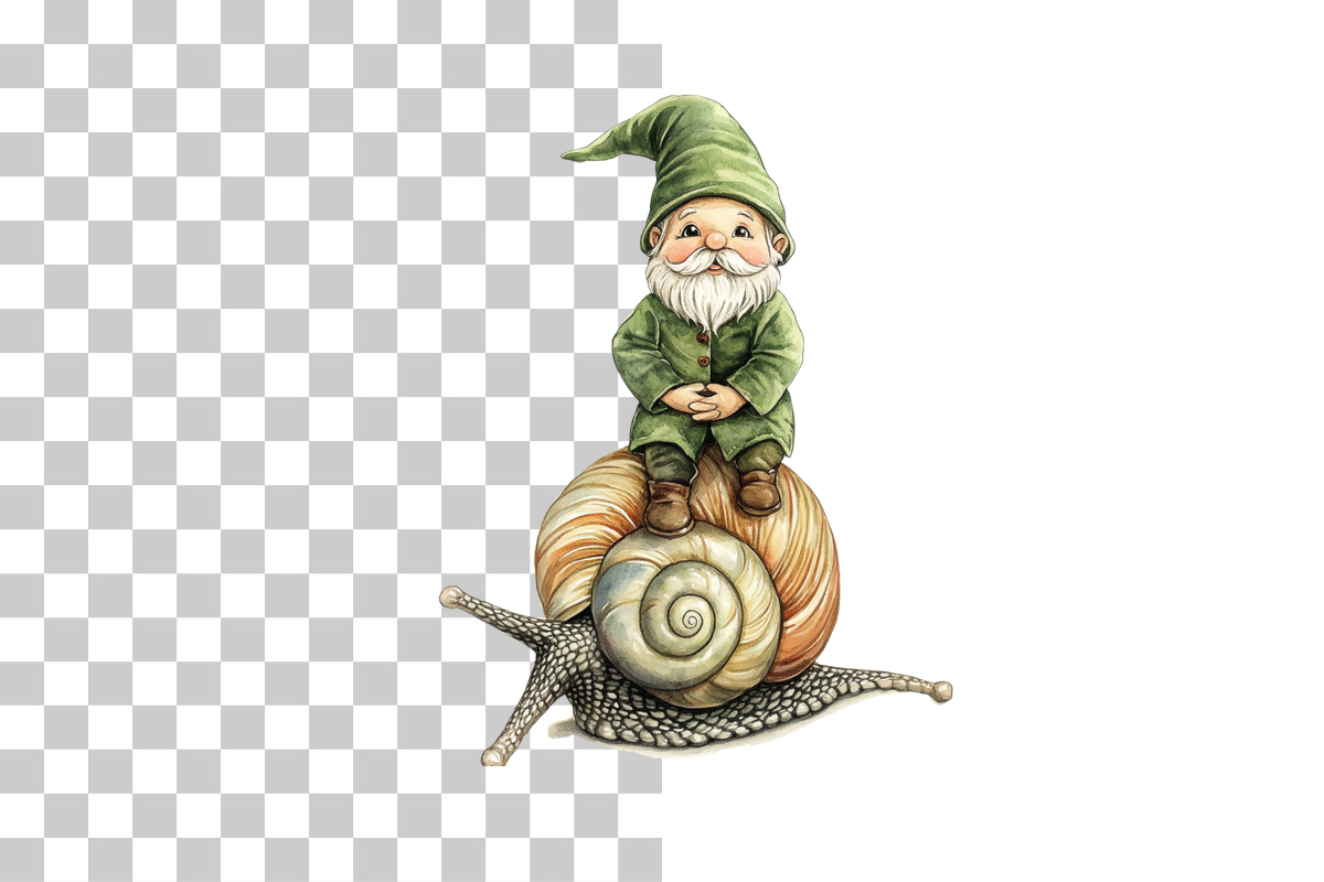 Gnome Riding Snail Clipart Bundle