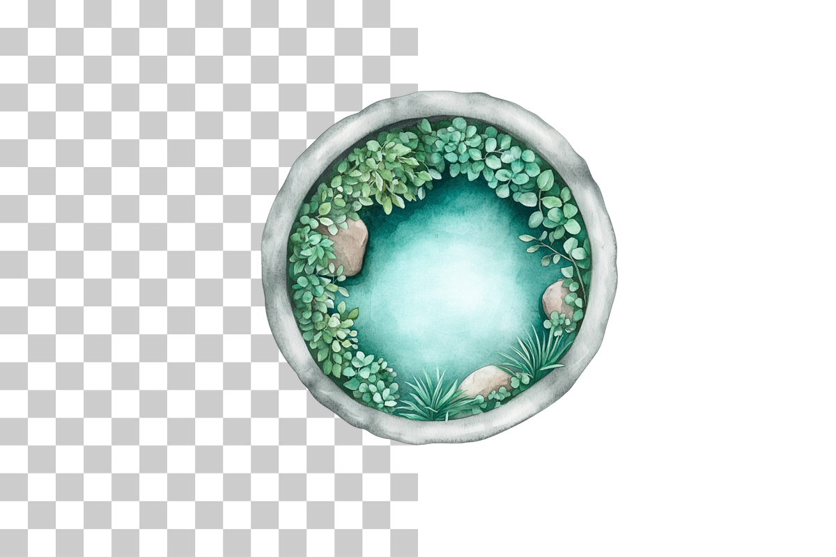 Garden Pond Nature Scene Clipart Bundle