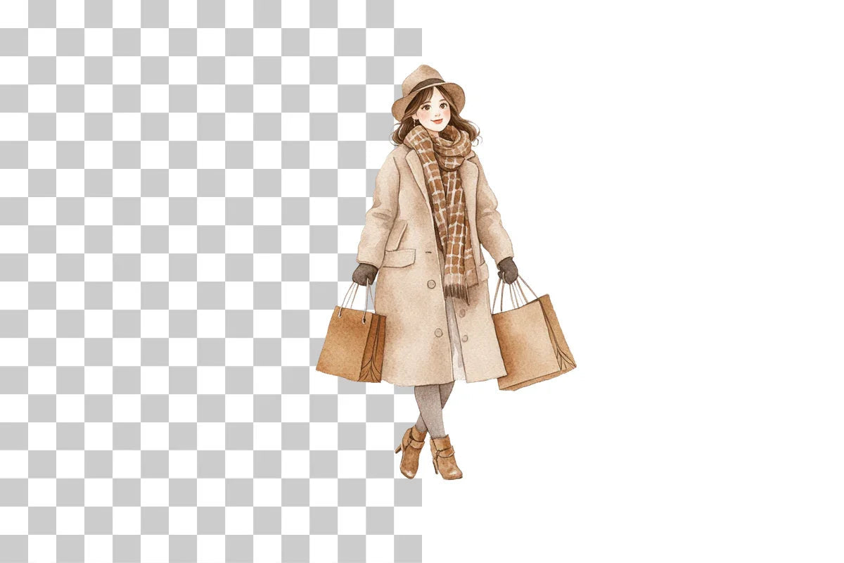Christmas Shopping Outfit Clipart Bundle for Women - CraftNest - Digital Crafting and Art