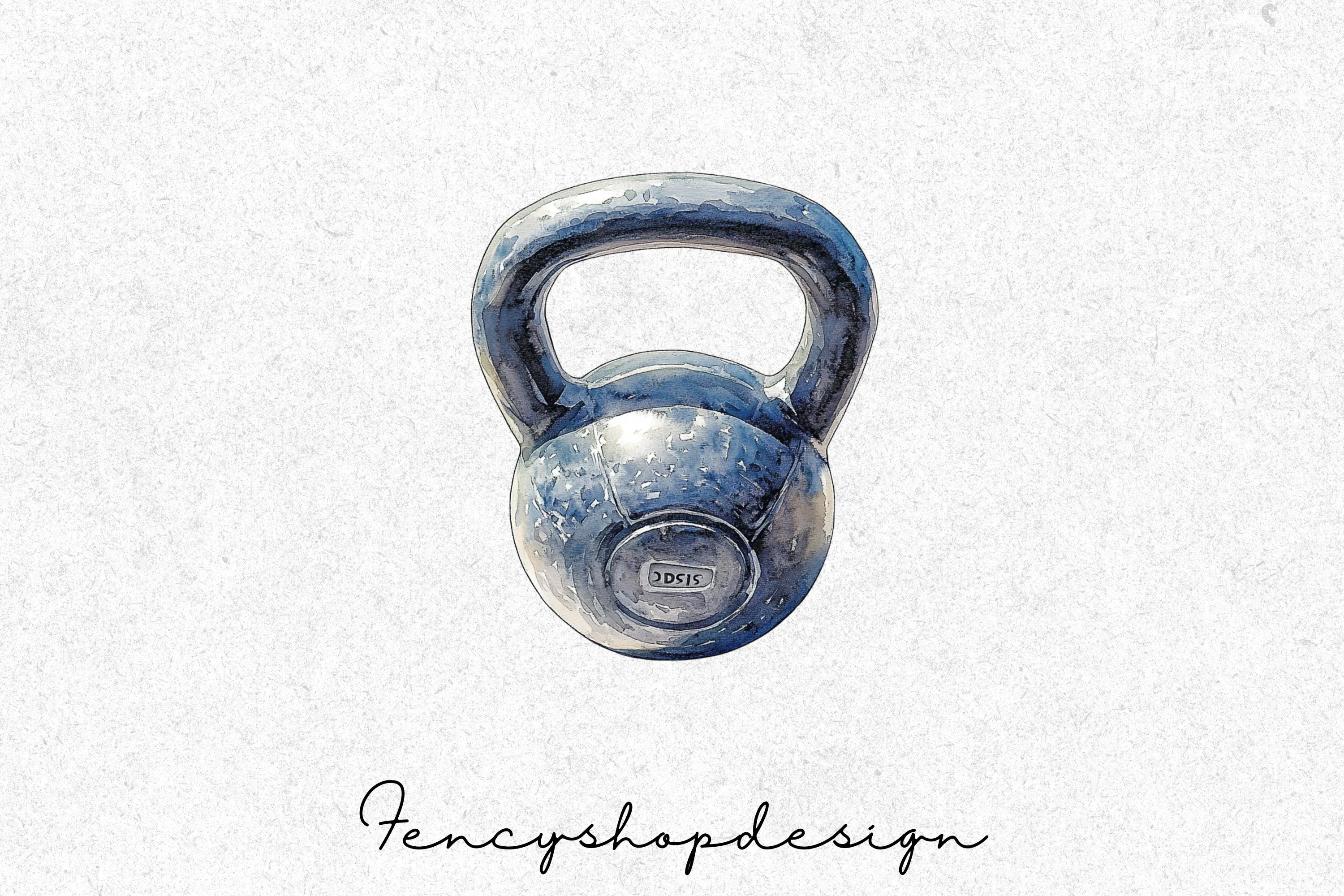 Realistic Gym Kettlebell Clipart Bundle