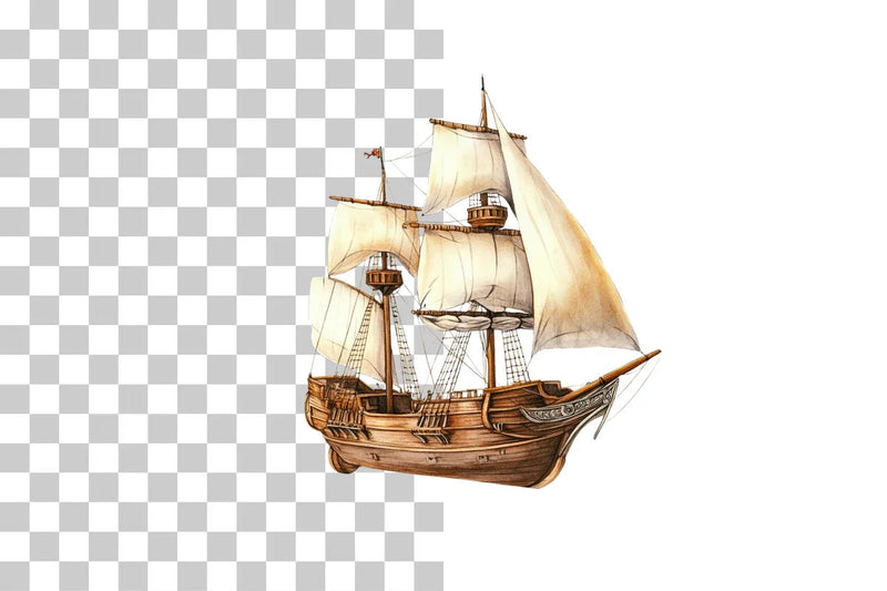 Pirate Ship Nautical Scene Clipart Bundle - CraftNest - Digital Crafting and Art